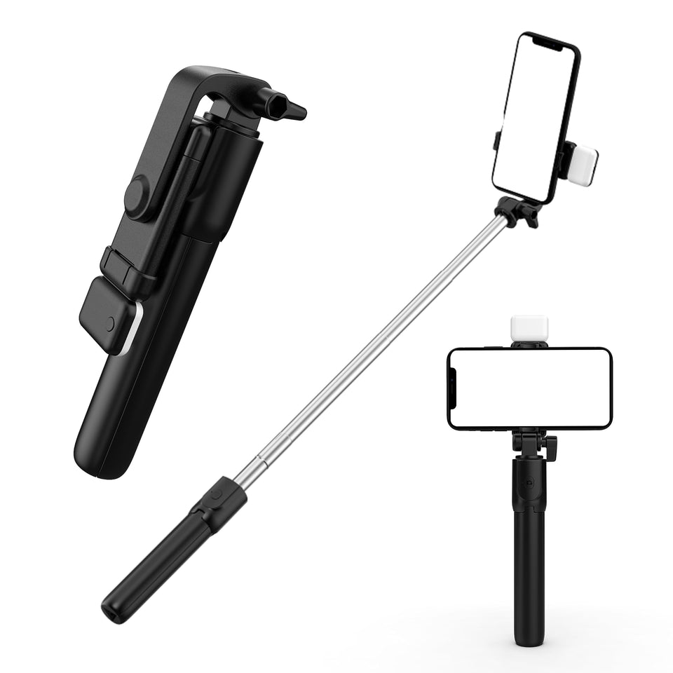 R1S Bluetooth Selfie Stick Tripod with Remote and Light Seloora