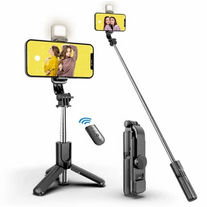 R1S Bluetooth Selfie Stick Tripod with Remote and Light Seloora