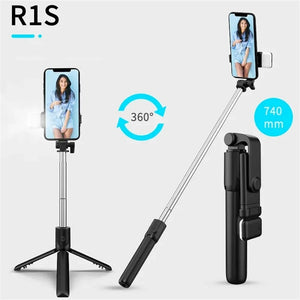R1S Bluetooth Selfie Stick Tripod with Remote and Light Seloora