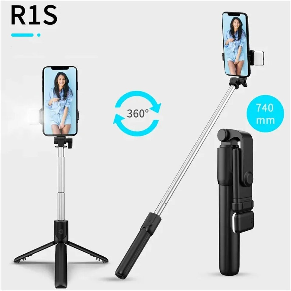 R1S Bluetooth Selfie Stick Tripod with Remote and Light Seloora