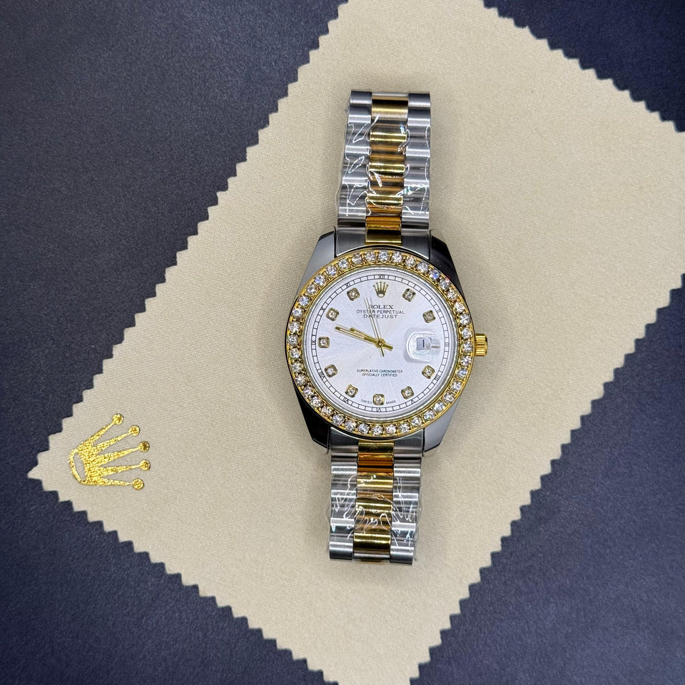 Rolex oyster perpetual truetone with white dial with date Saloora