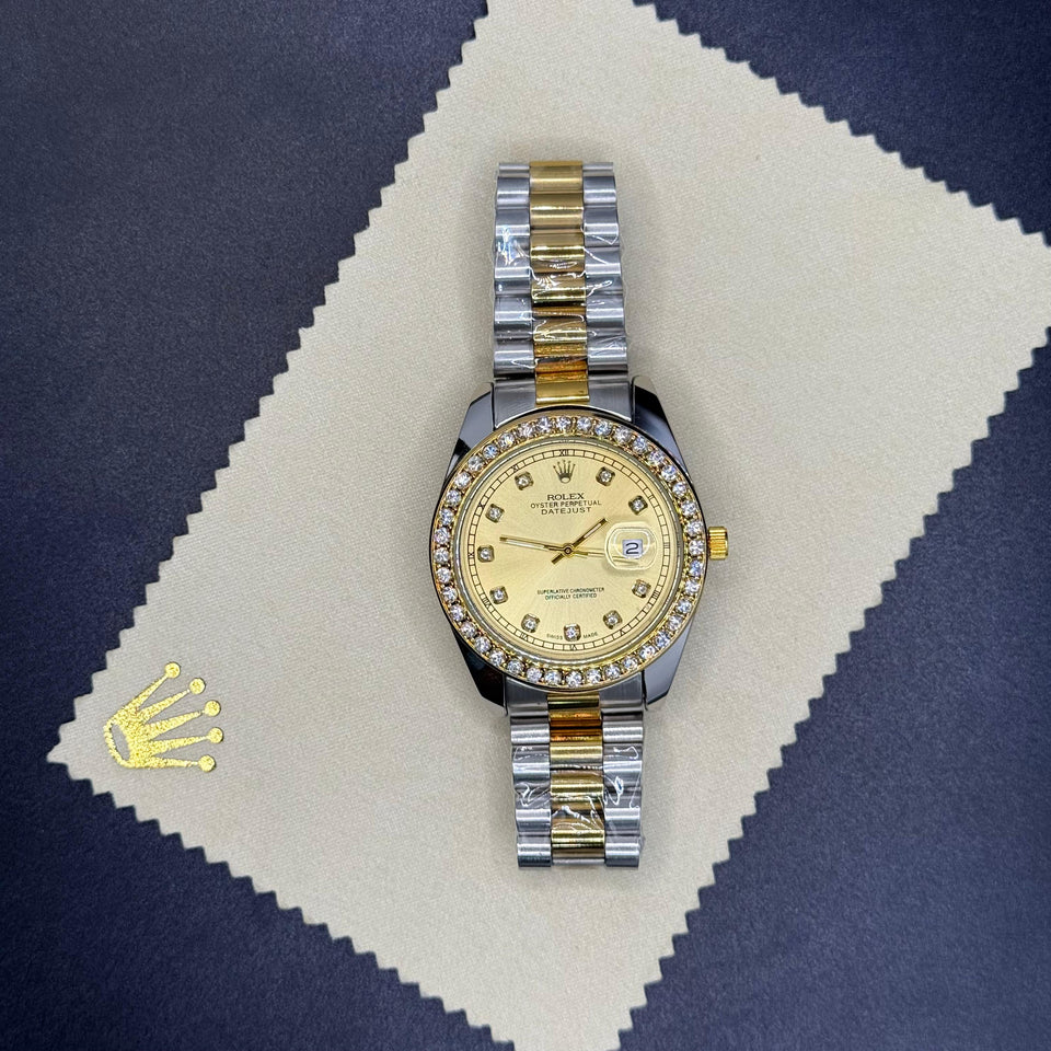 Rolex oyster perpetual truetone with golen dial with date Saloora