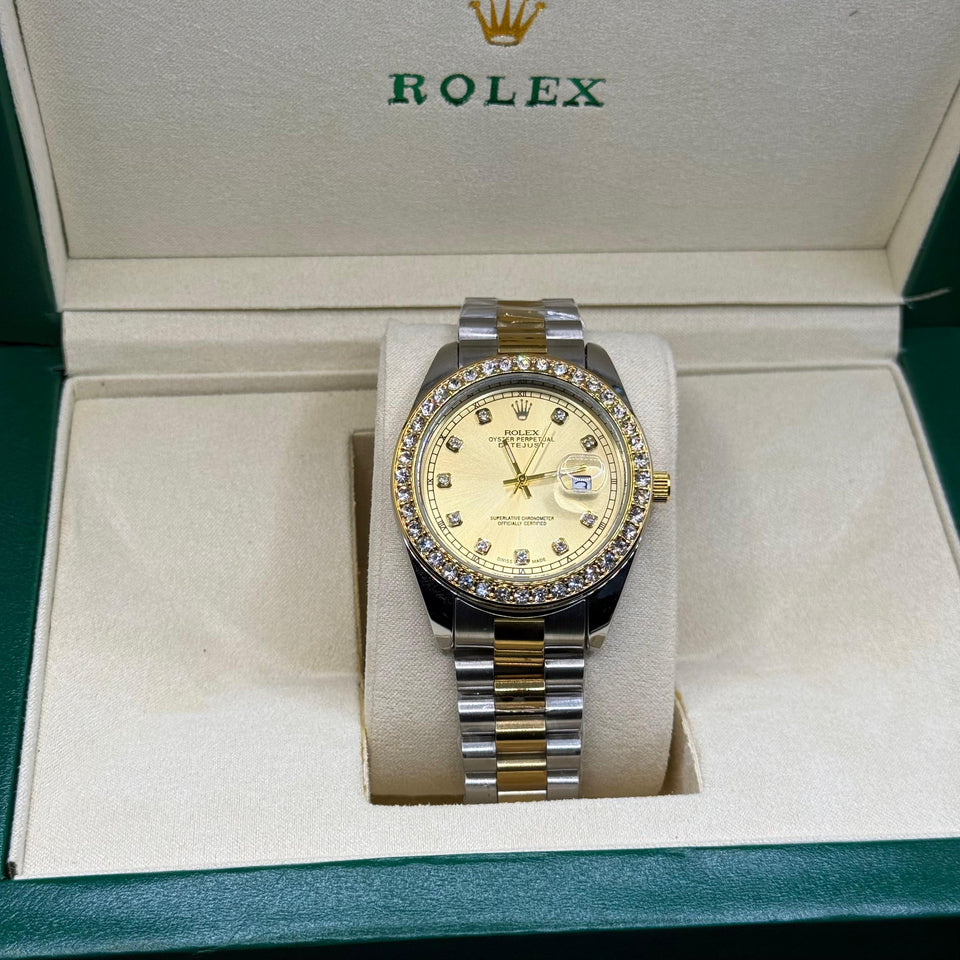 Rolex oyster perpetual truetone with golen dial with date Saloora
