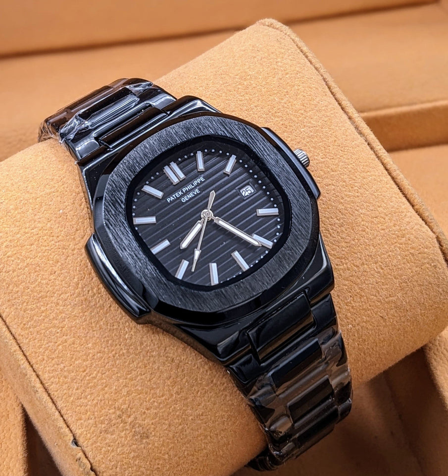 Mens Branded Watch Full Black - Stainless Steel - Premium Finishing Saloora